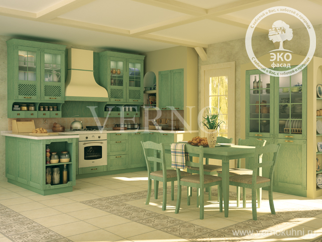 Мебель для кухни зеленого цвета